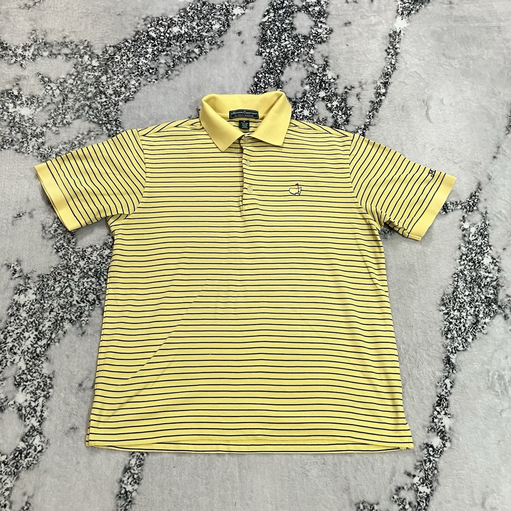 Masters Collection Golf Polo Shirt Men's Sz M Yellow Stripe Mercerized Cotton